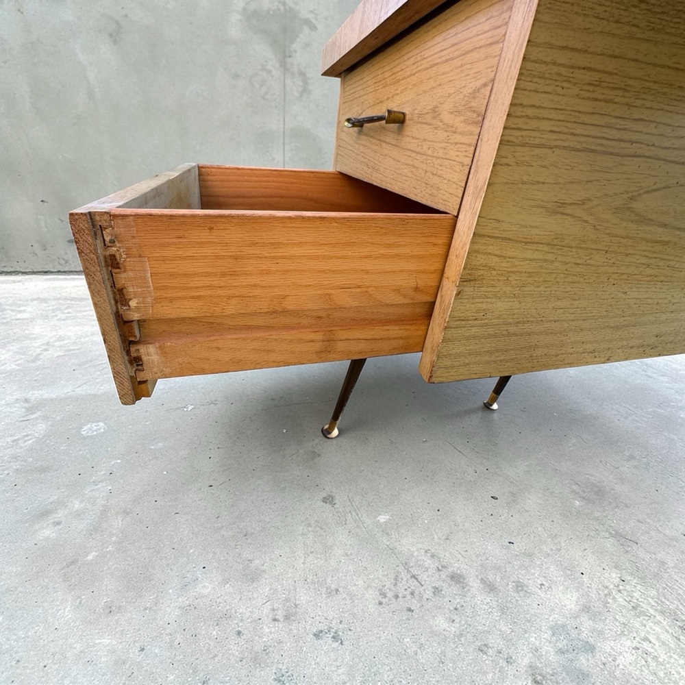 Mid-Century Modern Home Office Desk in Light Wood and Black - Picture 4 of 16